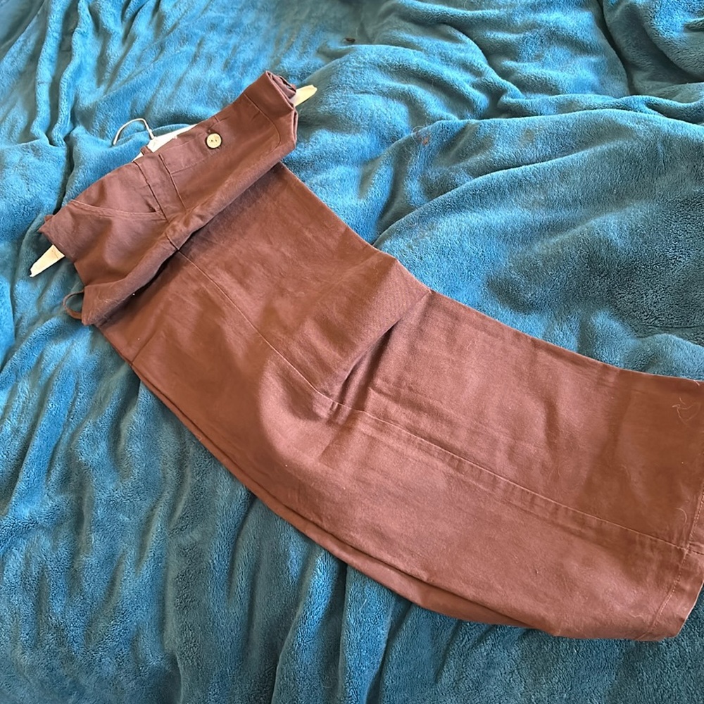 Brown linen drawstring pants by first body Central